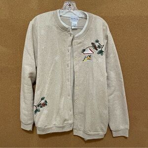 Bon Worth Women’s Cardinal Cardigan Sweater Medium Christmas